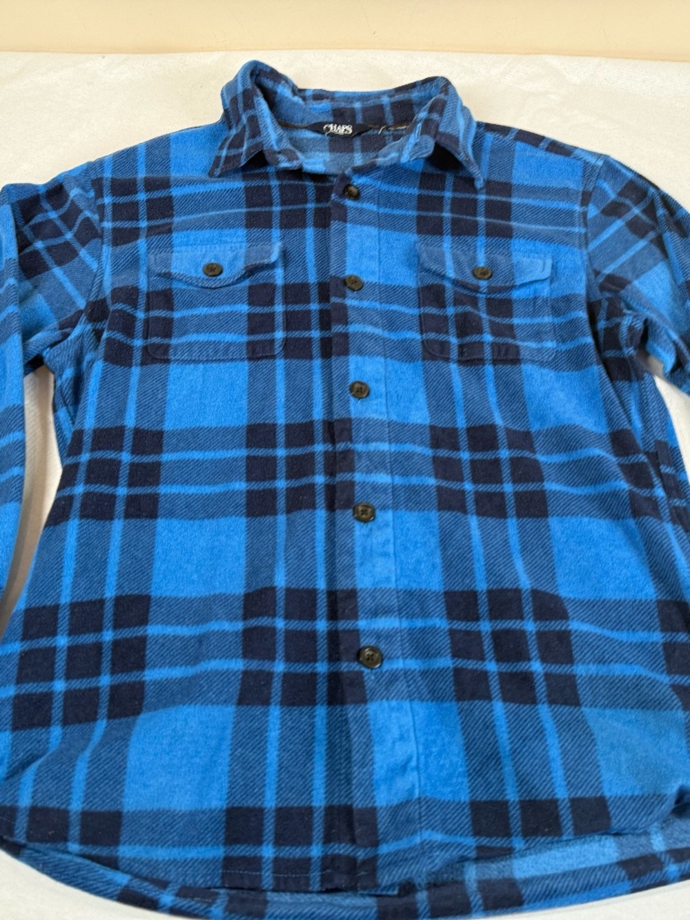 Chaps Men's Fleece Button Up Pullover Shacket Shirt Jacket Size Medium - Blue